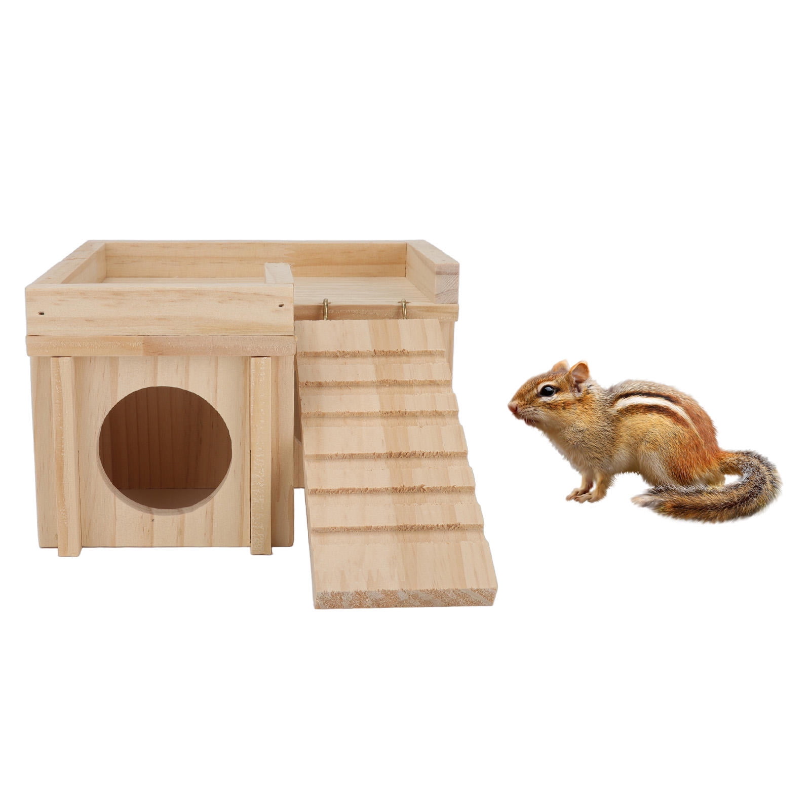 Suodoka Multi‑Room Wooden Hamster House with Maze Tunnel, Ladder & Easy‑Clean Design – Cozy Hideout for Small Pets