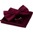 thumbnail image 1 of LAICAIW Mens Solid Color Double Fold Pre-tied Bow Tie and Pocket Square Cufflink Set with Gift Box, 1 of 7