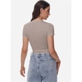 thumbnail image 5 of Women's Square Neck Crop Top - Short Sleeve Slim Fit T-Shirt, Casual Summer Workout Tee, 5 of 6