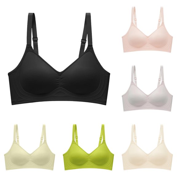 Xijirk Women Seamless Bra Jelly Thin Adjustable Straps Wirefree V Neck for Daily Home Wear,Black,L