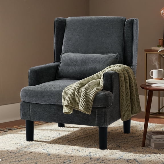 Accent Chair for Living Room Chairs Upholstered Oversized Reading Chair Armchair Accent Chairs for Living Room Chair with High Back and Wood Legs,Arm Chair Comfy Chair for Bedroom(Dark Green)