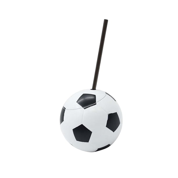 Ounissouiy Vasos con forma de bola, botella de vidrio de 450 ml con tapa y pajita, resistente y práctico para el día a día Organizadores de utensilios de cocina Fútbol americano diámetro 10 cm