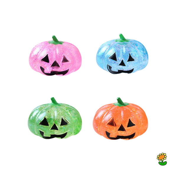 Colorful Mini Pumpkin Stress Ball Novelty Toys for Kids Fidget Halloween Decorations Pocket Squeeze Toy Cute Transparent Balls Slow Rise Anxiety Relief Filled Pumpkin Toys, 4 Colors Random Delivery