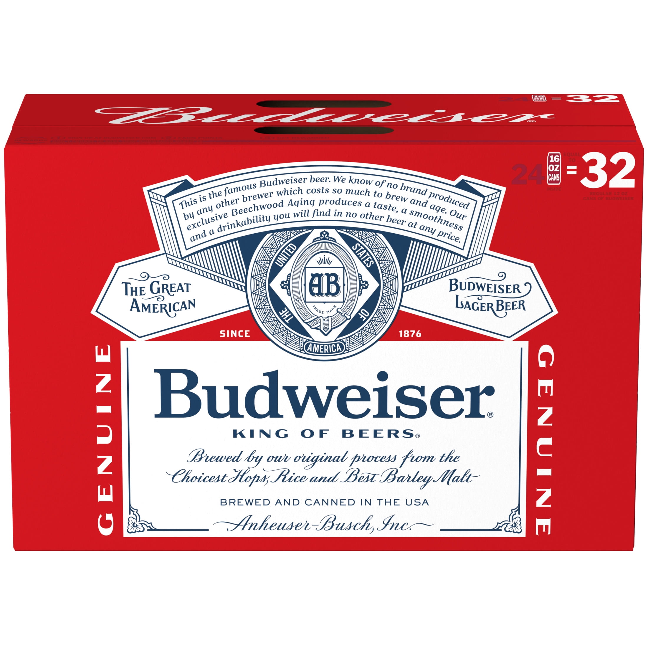 Budweiser American Lager Beer 24 pack 16 fl oz Aluminum Cans 5% ABV