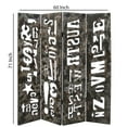 thumbnail image 3 of Modern 4 Panel Foldable Screen with Graffiti Print, Gray and White - Saltoro Sherpi, 3 of 3