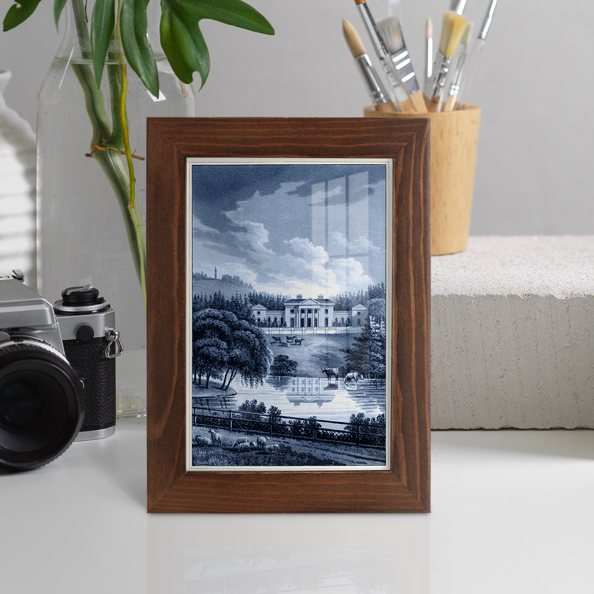 Estate View I -Framed Print w/glass-Chestnut