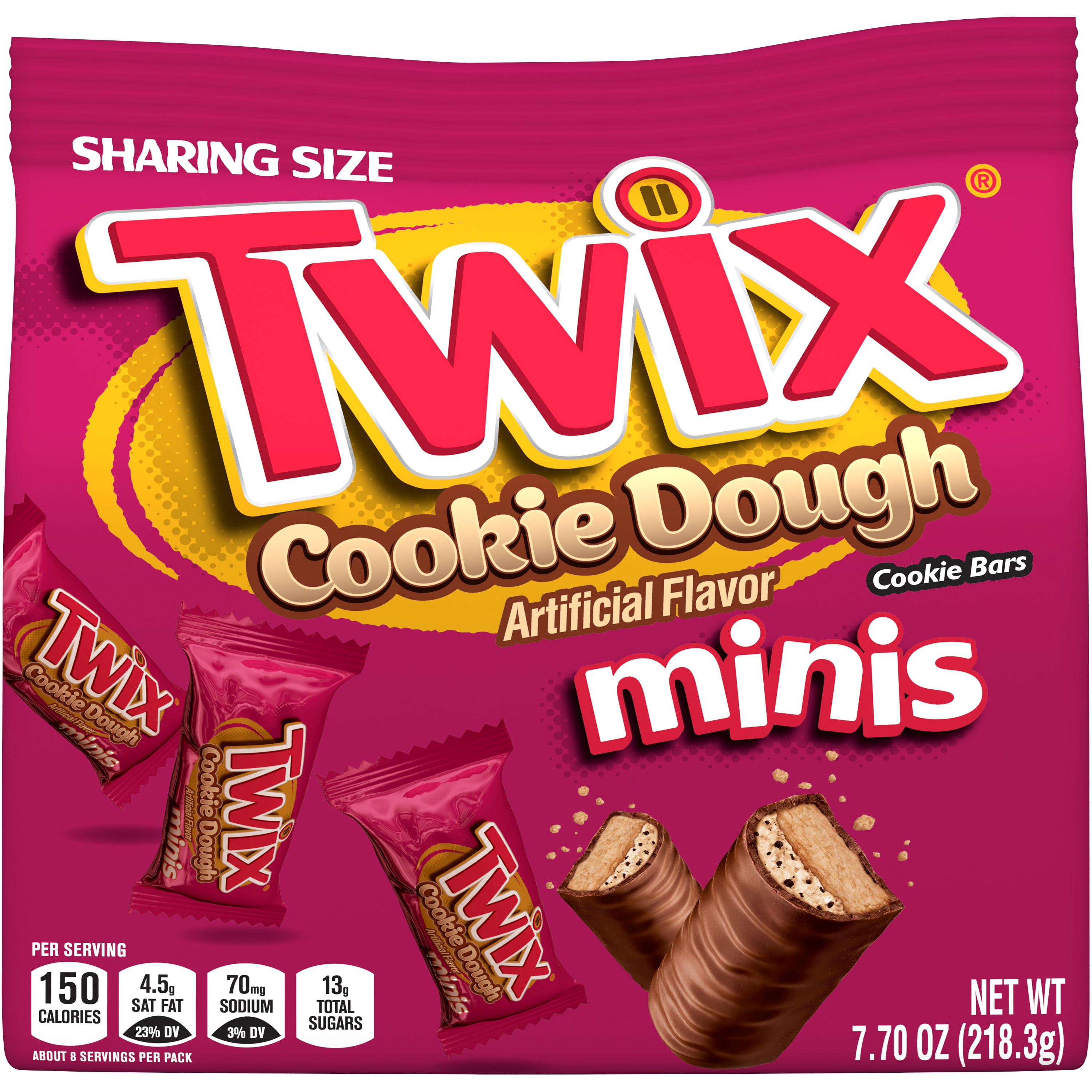 Twix Minis Cookie Dough Milk Chocolate Bars, Sharing Size 7.7 oz Bag