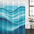thumbnail image 2 of Turquoise Striped Shower Curtain, Waterproof Shower Curtains for Bathroom, Modern Abstract Art Wave Moire Gradient Washable Fabric Bathtub Curtain Set Bath Decor with 12 Hooks Stall 36"x72", 2 of 8