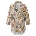 thumbnail image 7 of Renewold Swim Coverups for Women T-Shirt Dress with Pocket Soft Comfortable Beach Button Up Shirt Bathing Suit Cover Up Shirt Summer Beachwear, Vintage Floral Butterfly Print, S, 7 of 7