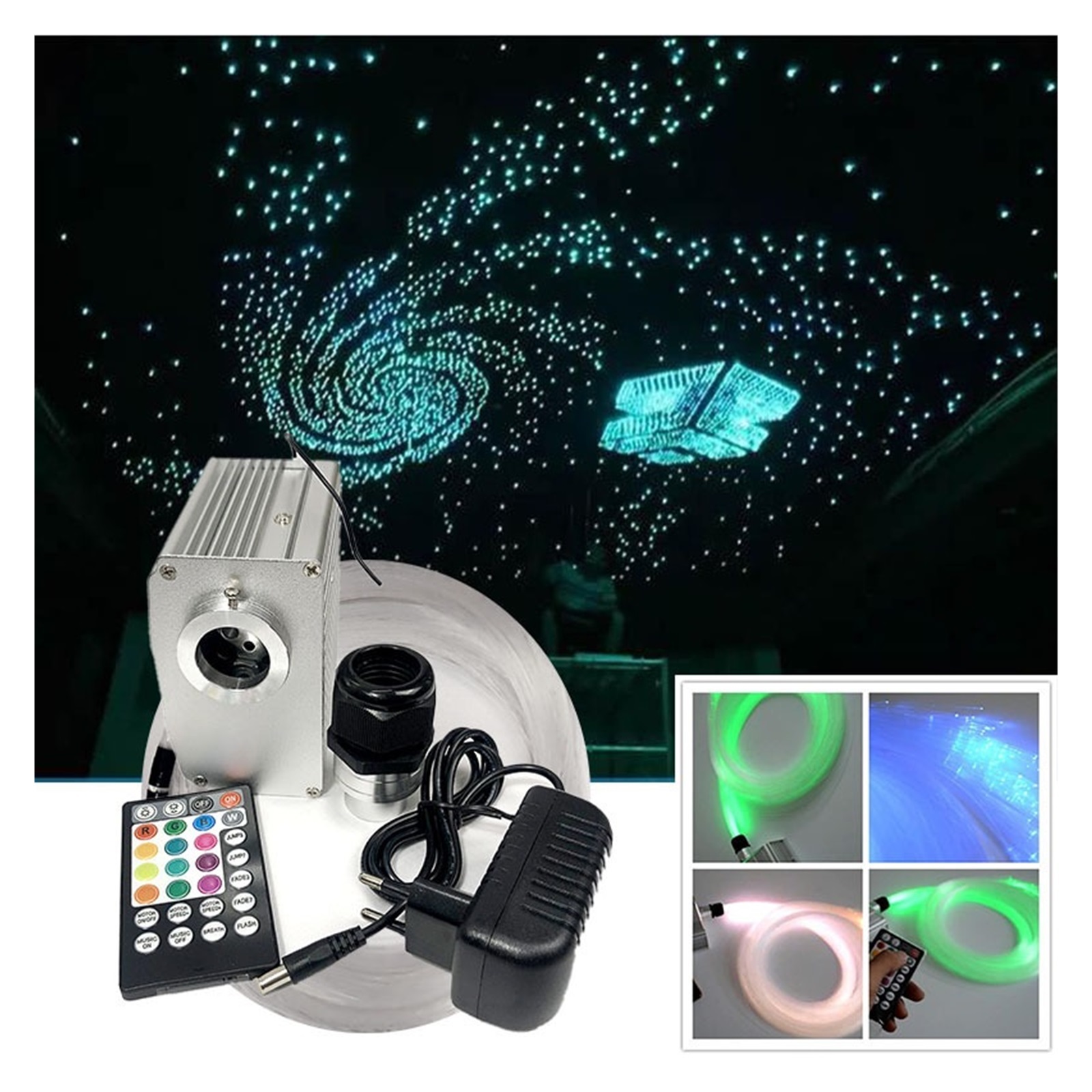 Optical fiber lamp Twinkle Fiber Optic Star ceiling kit, APP Smart ...