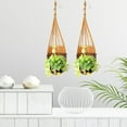 thumbnail image 3 of ELAYARD 3 Pcs Woven Hanging Flower Baskets Natural Plant Holders for Indoor or Outdoor Garden Decor Porch and Balcony Use,3.94X2.36X14.17in, 3 of 10