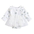 thumbnail image 1 of Baby Girls Princess Romper Dress Long Sleeve Floral Printed Ruffles Lace Mesh Jumpsuits 0-18M, 1 of 10