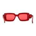 thumbnail image 4 of Womens Mod Rectangle Inset Fancy Pattern Frame Sunglasses All Red, 4 of 4