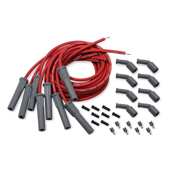 Holley EFI 561-112 LS Spark Plug Wire Set - Cut to Fit - Red with Gray 135 Degree Boots