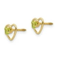 thumbnail image 2 of 14k Madi K 3mm Genuine Peridot Birthstone Heart Earrings, 2 of 5