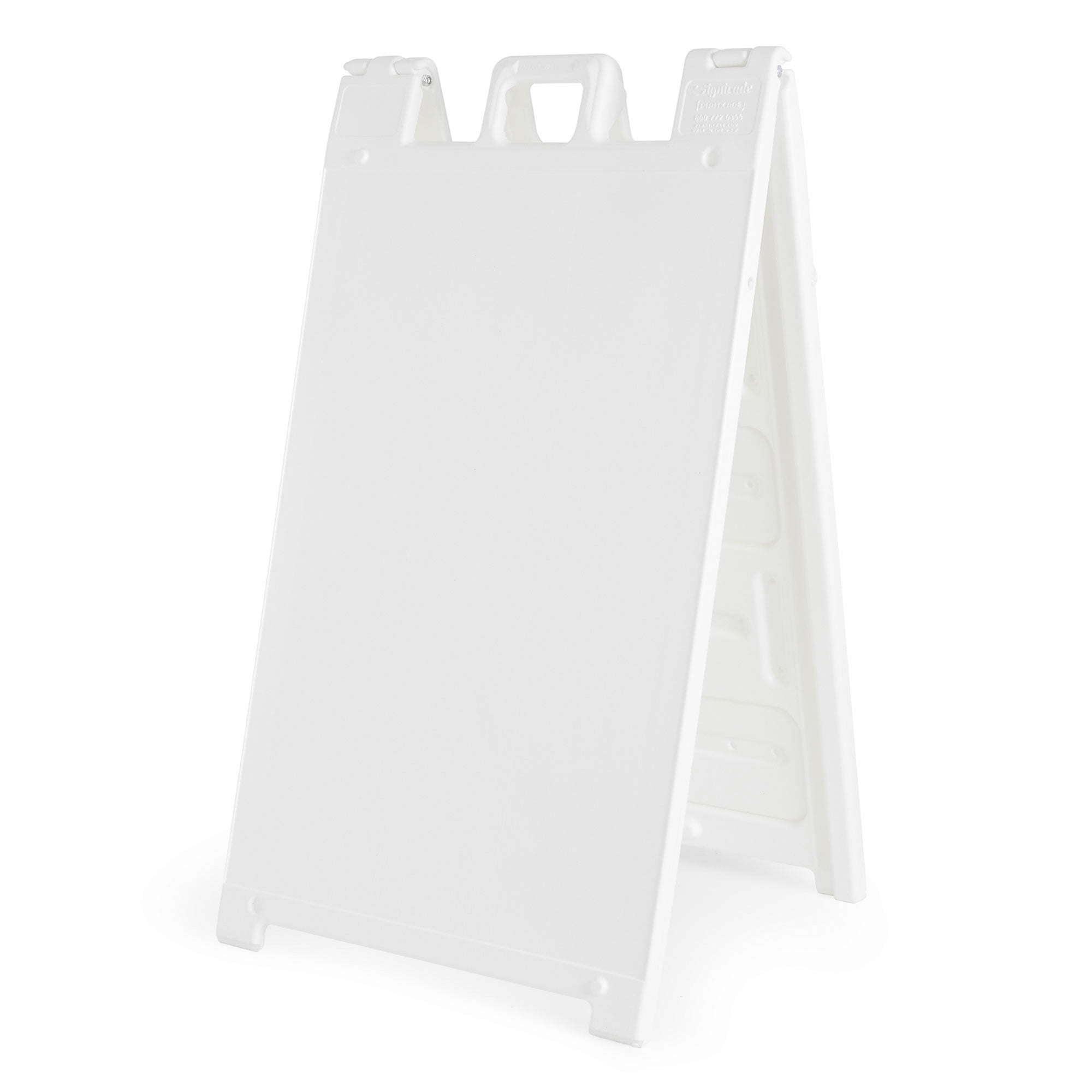 Plasticade Signicade Portable Folding Sidewalk 2 Sided Sign Stand, White