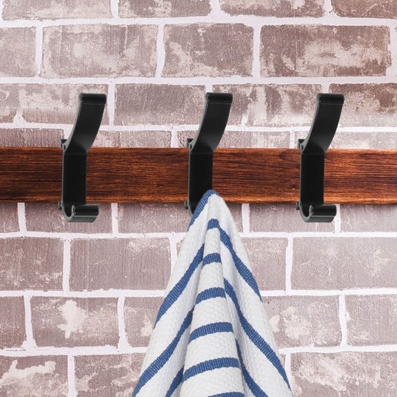 ETEREAUTY 3-Pack Heavy Duty Black Zinc Alloy Coat Hooks with Wooden Wall Mount Board, Stylish Hangers for Home and Office