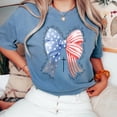 thumbnail image 6 of Patriotic Christian Bow T-Shirt – USA Flag Stars & Stripes Cross Tee – Faith-Based 4th of July Shirt for Women or Girls, Religious American Flag Independence Day Top, 6 of 7