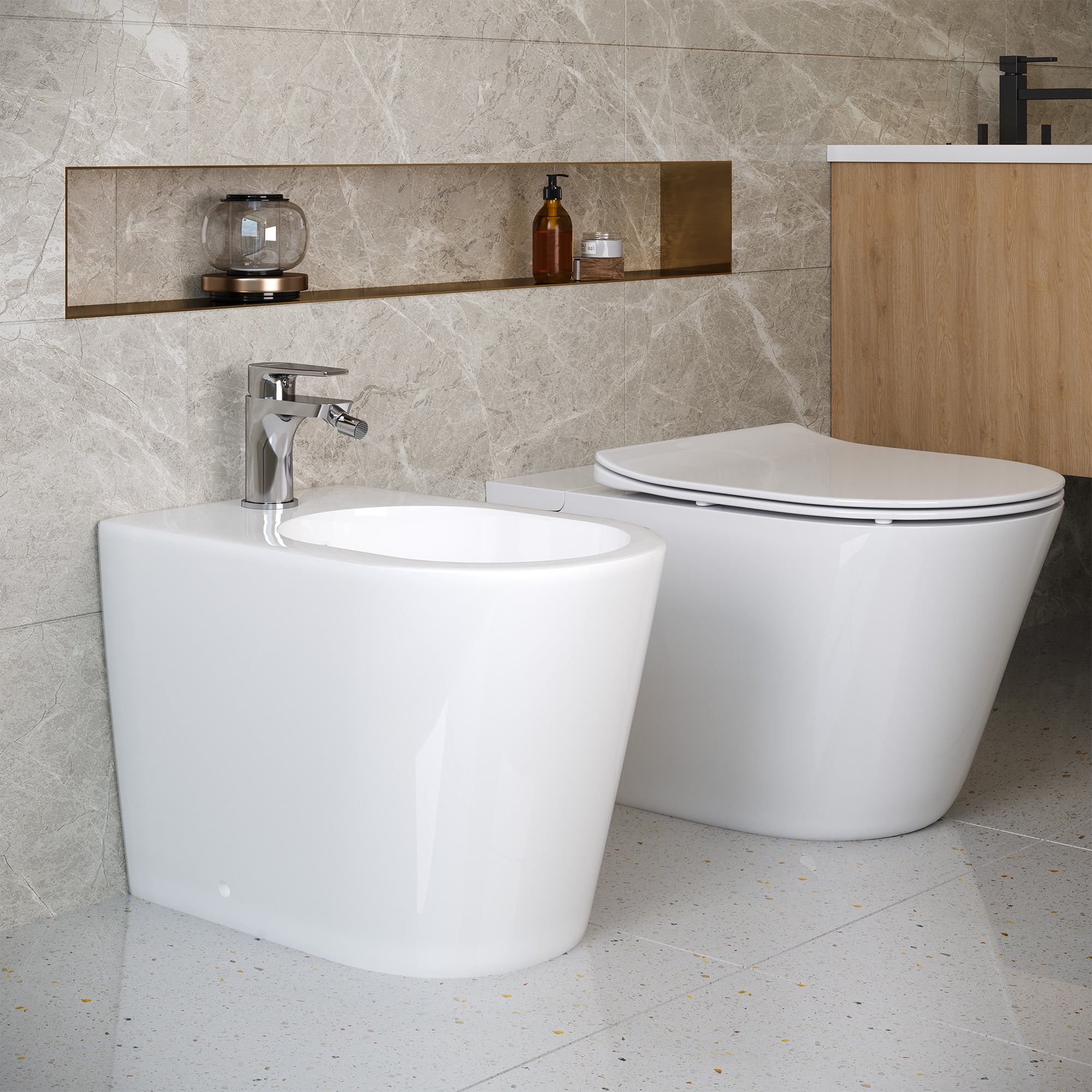 Handheld Bidet Sprayer for Toilet, Hot & Cold Water Control, Stainless Steel Nozzle, Easy Install Bathroom Bidet