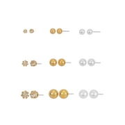 Time and Tru Goldtone Pearl Earrings, 4.30 x 2.30 x 0.50 Inches