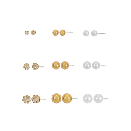 Time and Tru Goldtone Pearl Earrings, 4.30 x 2.30 x 0.50 Inches