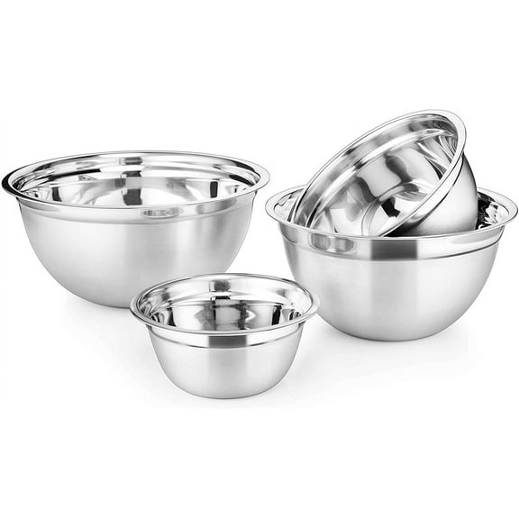 AVADOR Premium Stainless Steel German Mixing Bowls, Set of 4 Brushed Stainless Steel Mixing Bowl Set, Easy To Clean, Space Saving, Great for Cooking, Baking, Prepping