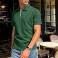 thumbnail image 5 of OGLCCG Men's Quarter-Zip Golf Shirts Lapel Collared Jacquard Short Sleeve Pullovers Casual Solid Color Business Tee Tops,M,Army Green, 5 of 7