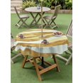 thumbnail image 5 of Outdoor Tablecloth with Umbrella Hole, Yellow Pink Waves Spillproof Waterproof Outdoor Table Cover, Ombre Sea Ripples Shabby Beach Patio Tablecloths for Party/Garden/Picnic, Round 60 inch, 5 of 9