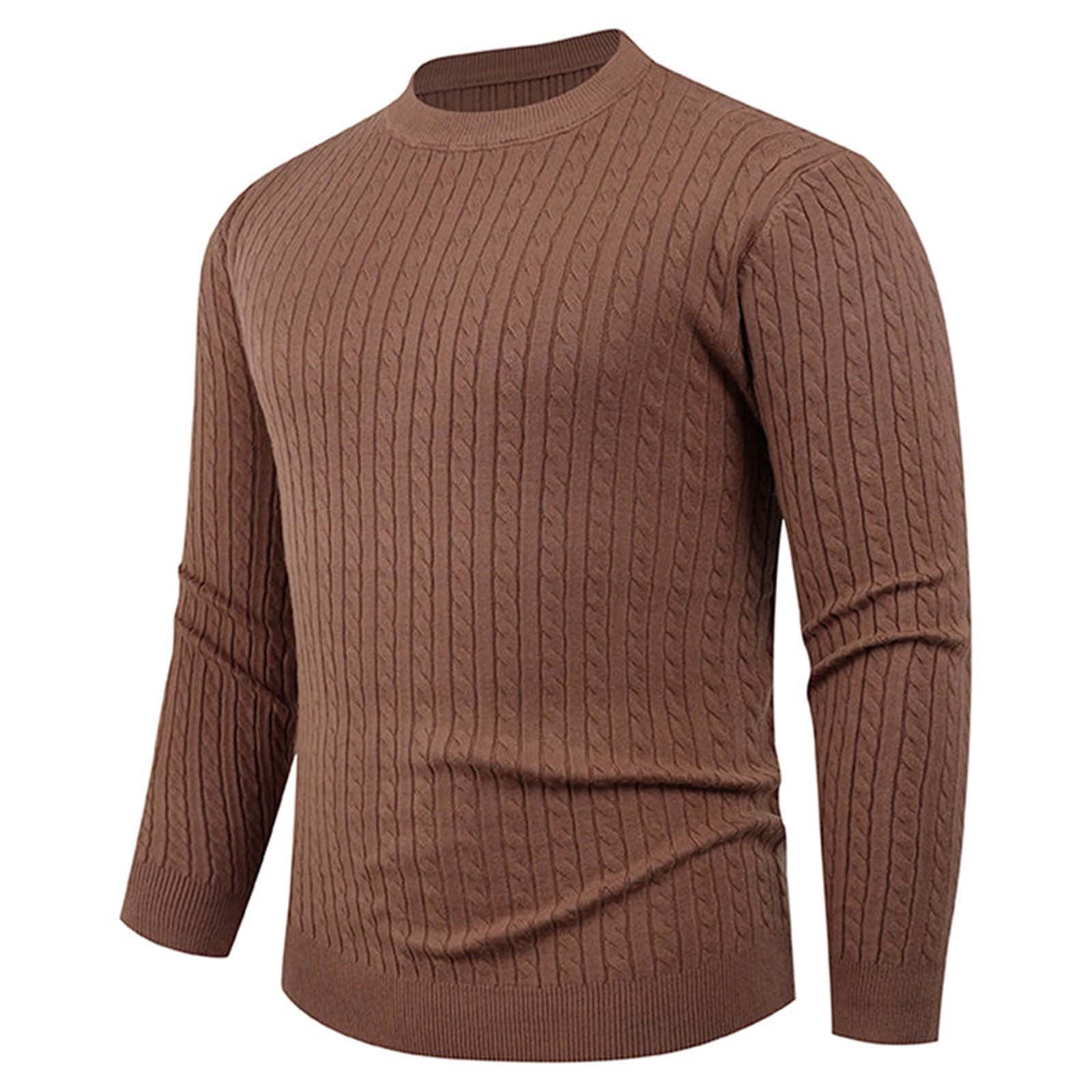 JMYHOAM Sweaters for Men Solid Color Elastic Knit Warmth Tight 