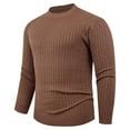 thumbnail image 1 of RXMEKW Elastic Knit Sweater for Men, Solid Color Round-Neck Long Sleeve Pullover, Polyester, Black L, 1 of 6