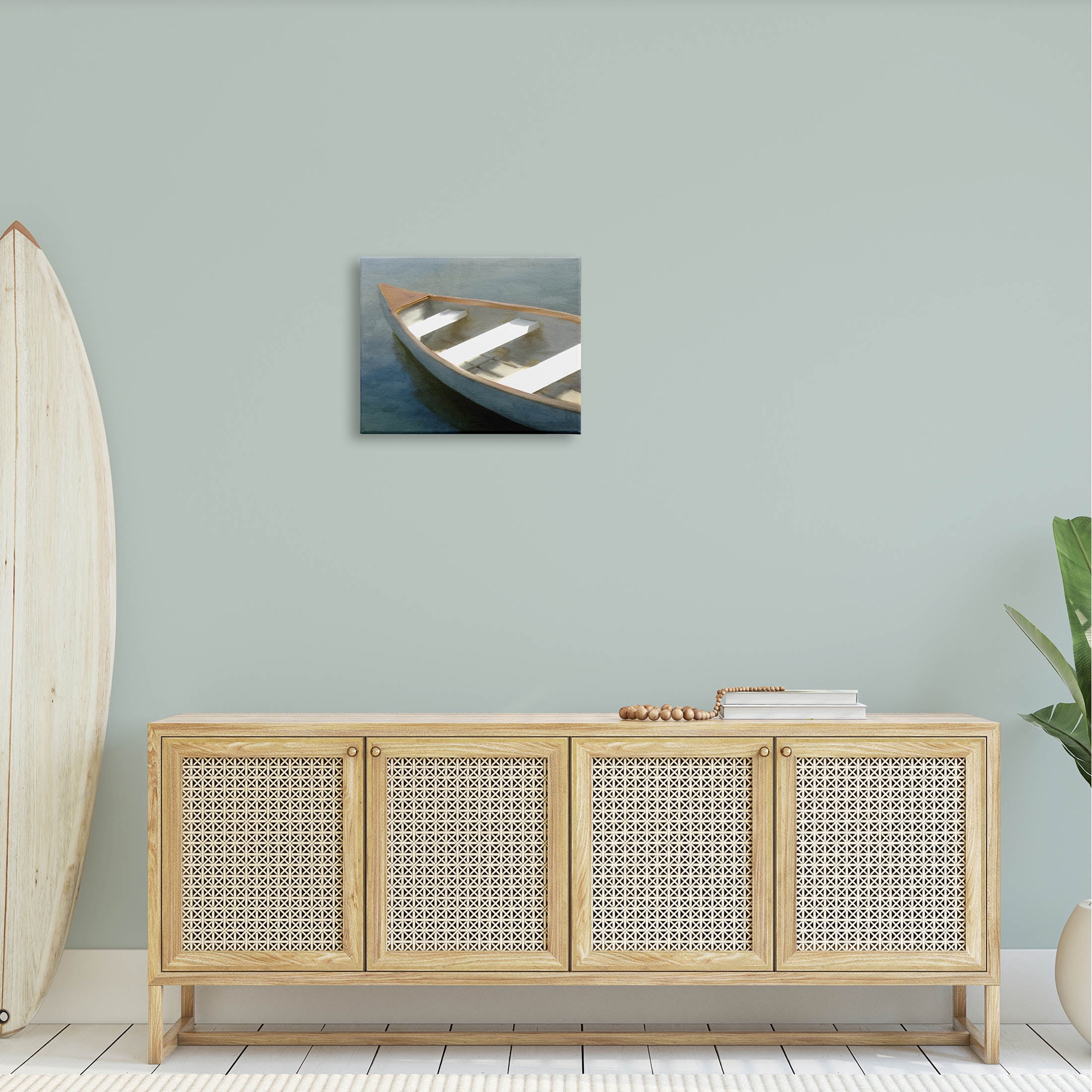 Stupell Industries Lone Canoe Boat Floating Deep Lake Painting Gallery Wrapped Canvas Print Wall Art, Design by Kim Allen