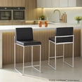 thumbnail image 2 of LumiSource Stainless Steel, Black PU Fuji High Back Counter Stool - Set of 2, 2 of 12