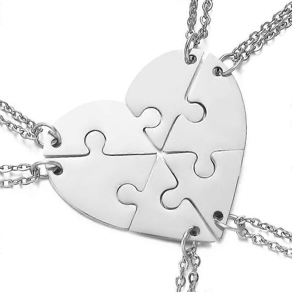 6 Pcs Personalized Bff Friendship Necklace Stainless Steel Name, Best Friend Pendant Separable Puzzle Heart Engraved First Name For Best Friends Women