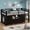 Black, variant on iPormis Low Loft Twin Size Bed with Bookcase, 8 Storage Drawers, Metal Bed Frame with 13 Inch High Safety Guardrail & Play Curtain, Spacious Under Bed Activity Space,Rustic Brown