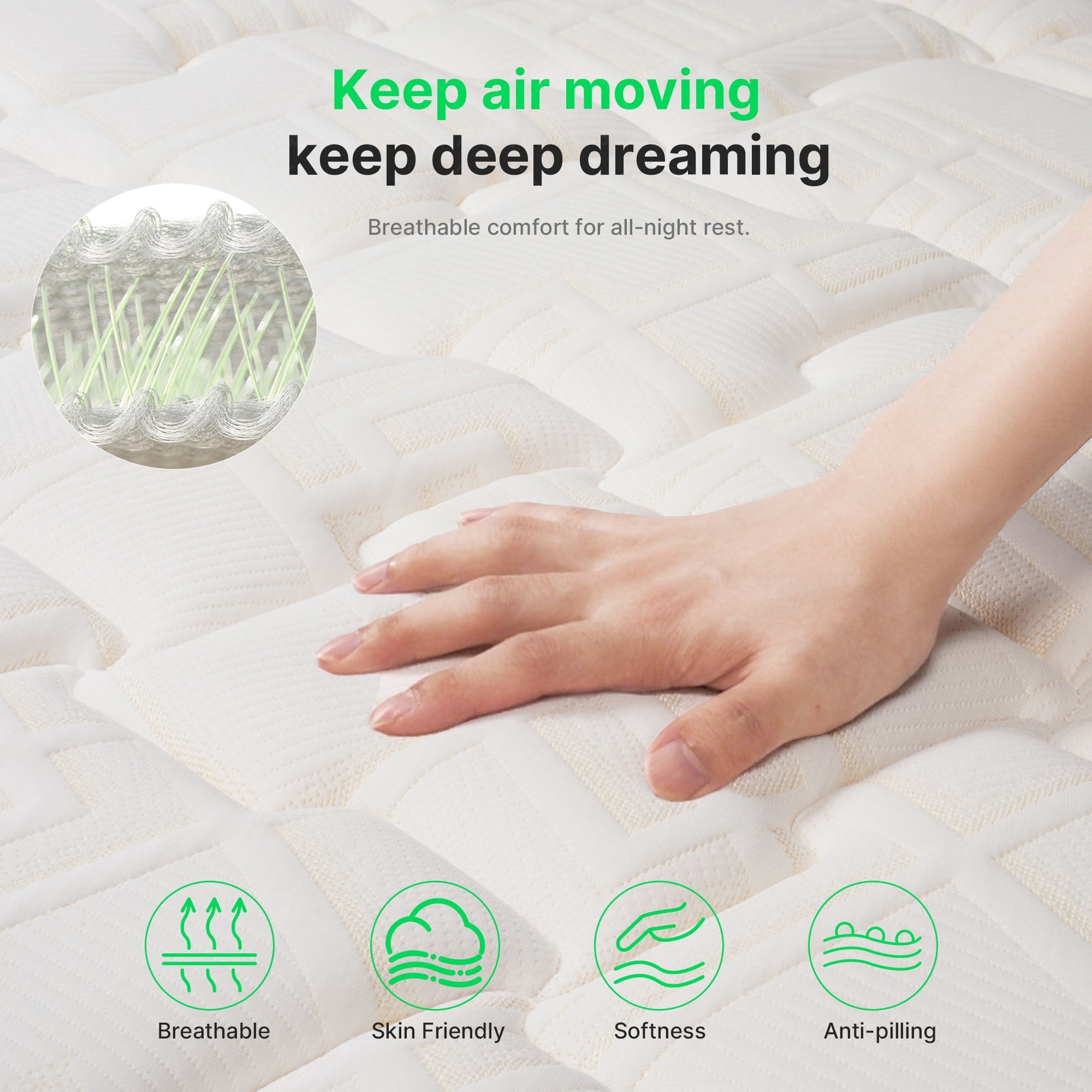 BEHOST 12 Inch Queen Mattress, Cooling Gel Memory Foam and Individual Pocket Springs Hybrid Mattress in a Box, Medium Firm Support for Pressure Relief, CertiPUR-US Certified, Breathable Cover