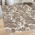 thumbnail image 1 of Paisley Decorative Rug, Ethnic Swirly Flowers Leaves Floral Pattern Bohemian Style Country Print, Quality Carpet for Bedroom Dorm and Living Room, 6 Sizes, Warm Taupe Dark Brown, by Ambesonne, 1 of 4