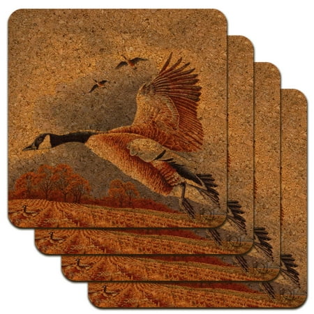 

Canadian Geese In Flight Low Profile Novelty Cork Coaster Set