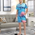 thumbnail image 7 of joogoo Men's Pajama Set A Whale under Sea V-Neck Pj Shorts Set 2 Piece Loungewear Sleepwear M, 7 of 7