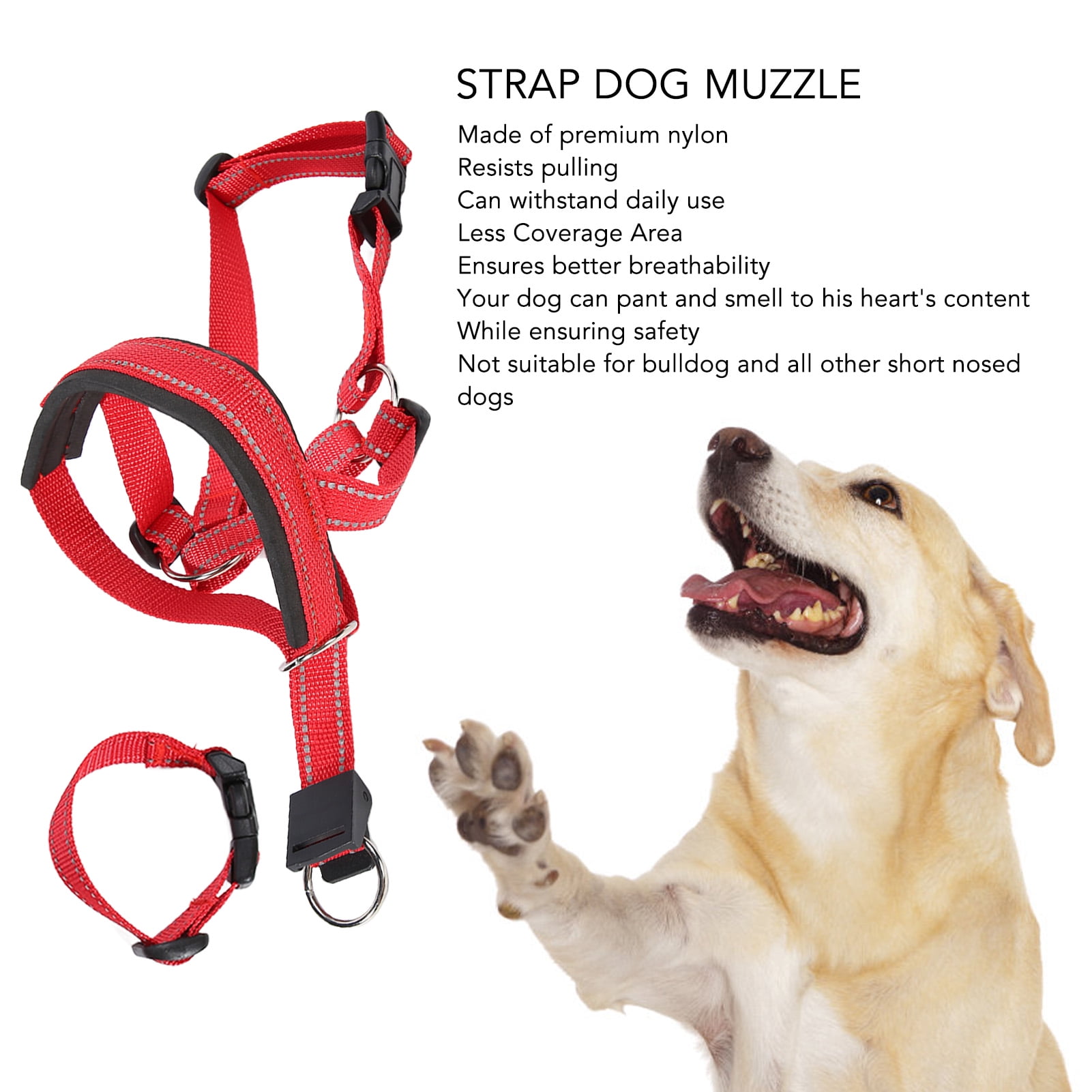 Dog Muzzle Breathable Dog Training Muzzle Nylon Leader Headcollar With Adjustable Straps Comfortable To Wear Dog Collar Dog Training Head Harness For Prevent Biting Barking Walmart