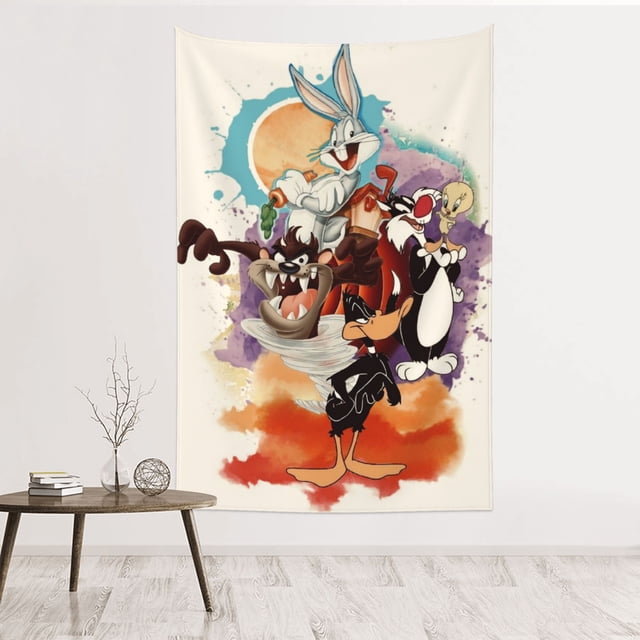 Tapiz de Looney Tunes para hombre, dormitorio de niños, sala de estar, decoración de pared del dormitorio