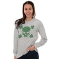 thumbnail image 4 of Saint Patrick's Day Shamrock Skull Long Sleeve TShirt Men Women Brisco Brands S, 4 of 6