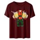 thumbnail image 4 of ICHUANYI Clearance Women's Fashion Summer Round Neck Leisure Short Sleeve Printing Tops(Wine, XXL) ICHUANYI WER2023081504997, 4 of 5