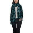 thumbnail image 4 of Women's Fashion Tassel Scarf, Blue Textured Pattern Long Shawl, Lightweight and Warm, 4 of 6