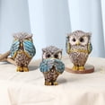 thumbnail image 2 of Owl figurine and sculptures for shelf decor accents,3 wise Owl statue for living room bedroom decoration,Retro animal decor,boho gift for women bird lover, 2 of 6