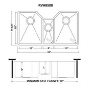 Ruvati 35 Triple Bowl Undermount 16 Gauge Stainless Steel Kitchen Sink