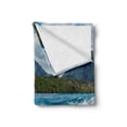 thumbnail image 2 of Nature Soft Flannel Fleece Throw Blanket, Flowing River Rapids Cloudy Snowy Mountain Forest Trees Wildlife Theme, Cozy Plush for Indoor and Outdoor Use, 60" x 80", White Green Grey, by Ambesonne, 2 of 6