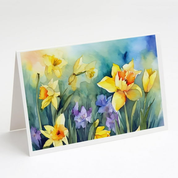 Daffodils in Watercolor Greeting Cards and Envelopes Pack of 8 7 in x 5 in
