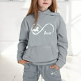 thumbnail image 2 of Big Girls Outfits Set Cute Letter Print Hoodie Pants Comfy Casual Two Piece Outfit Kids Winter Clothing Grey Size 8-9T, 2 of 4