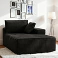 thumbnail image 2 of LUMIHO Chaise Lounge with Right Armrest, Comfy Corduroy Upholstered Sofa Bed Chair, No Assembly Required Modern Upholstered Lounge Chair for Bedroom, Living Room and Office,Black, 2 of 4