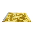thumbnail image 2 of Ahgly Company Machine Washable Indoor Round Abstract Yellow Modern Area Rugs, 4' Round, 2 of 4